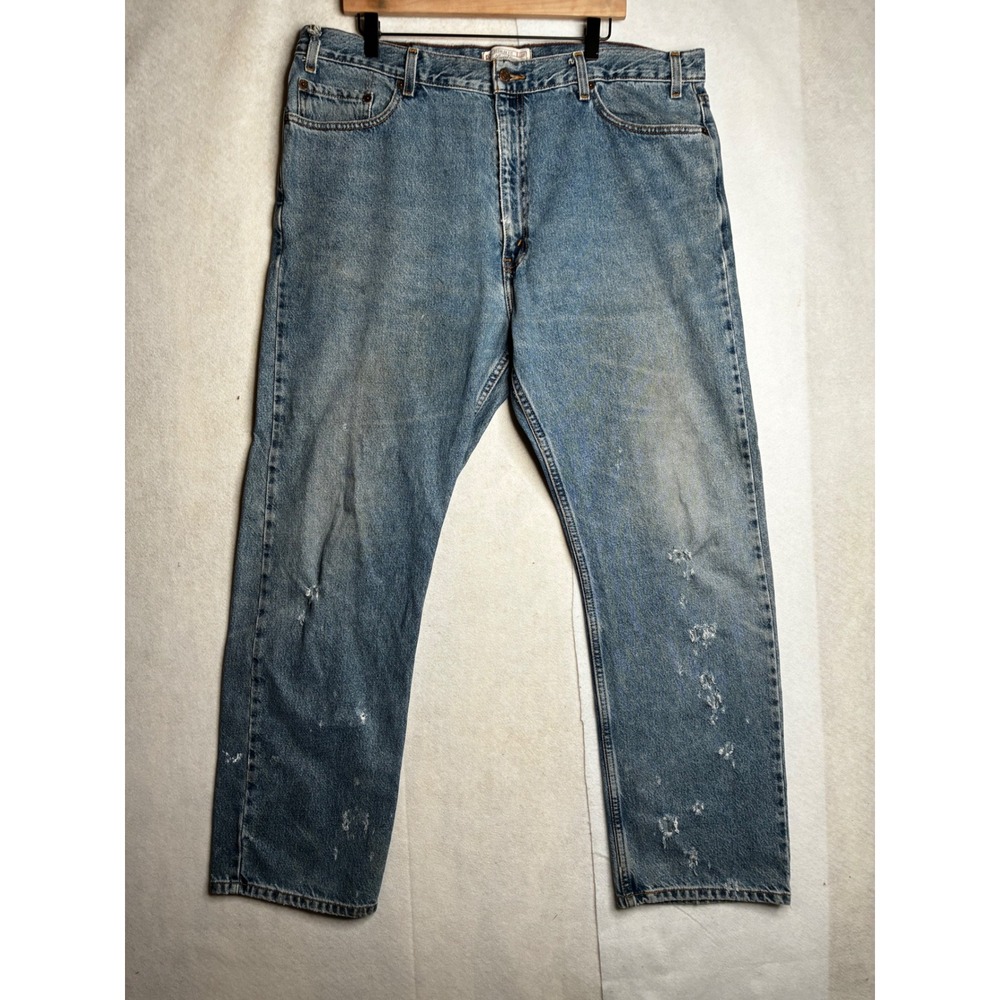 Levi Strauss Signature Regular Fit Distressed Blue Denim Jeans Mens‎ 42x32